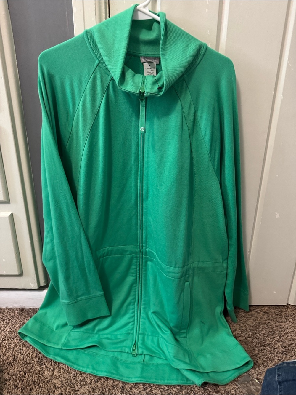 Talbots Emerald Green Zip-Front Hoodie Jacket